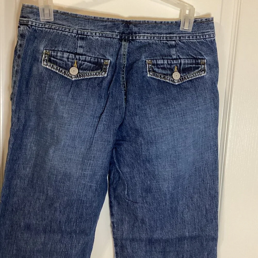 Old Navy Just Below The Waist Women's Wide Leg Denim Jeans Size 4 Draw String - Picture 5 of 8